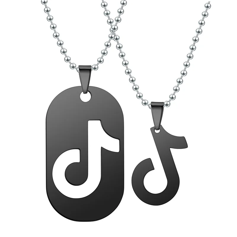 

Tik Tok Couple Necklaces Fashion Jewelry Stainless Steel Muscial Pendant Necklaces Lover Gifts Bijoux Collier Chokers