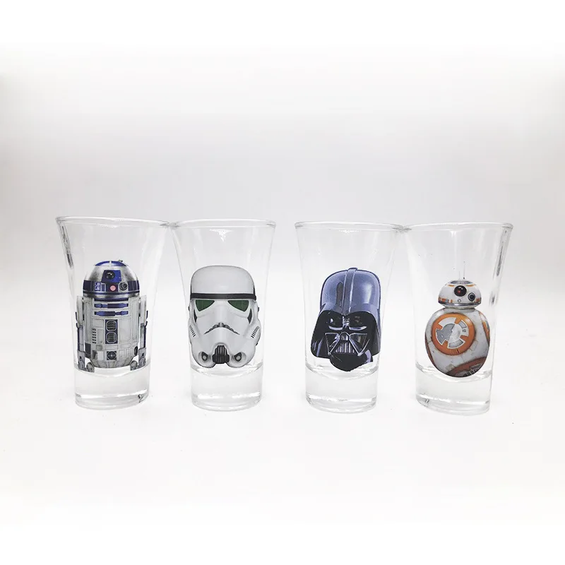 

4PCS Star Wars 2-D2 Robot BB-8 Robot Darth Vader Glassware Set Creative Cocktail Glass Set For Beer Wine Wiskey Beer 50ml