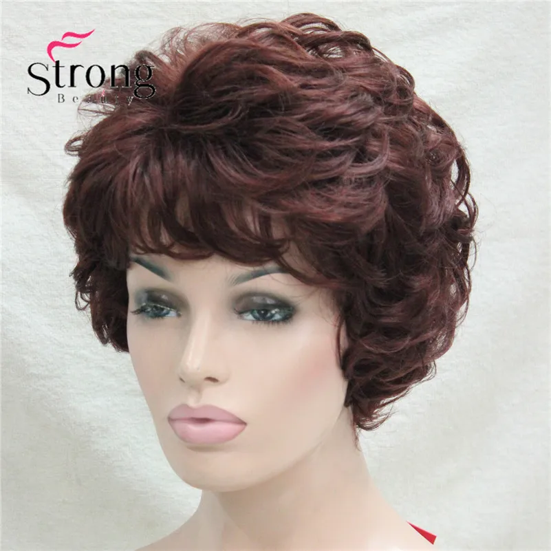 Короткие мягкие локоны темно-Рыжий полный синтетический парик женский выбор цвета