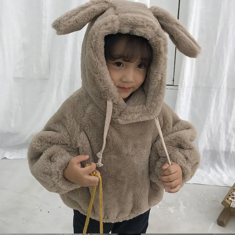 

Sunshine Swing 2018 children's clothing girls hooded winter imitation fur coat jacket girls plus velvet children's jacket