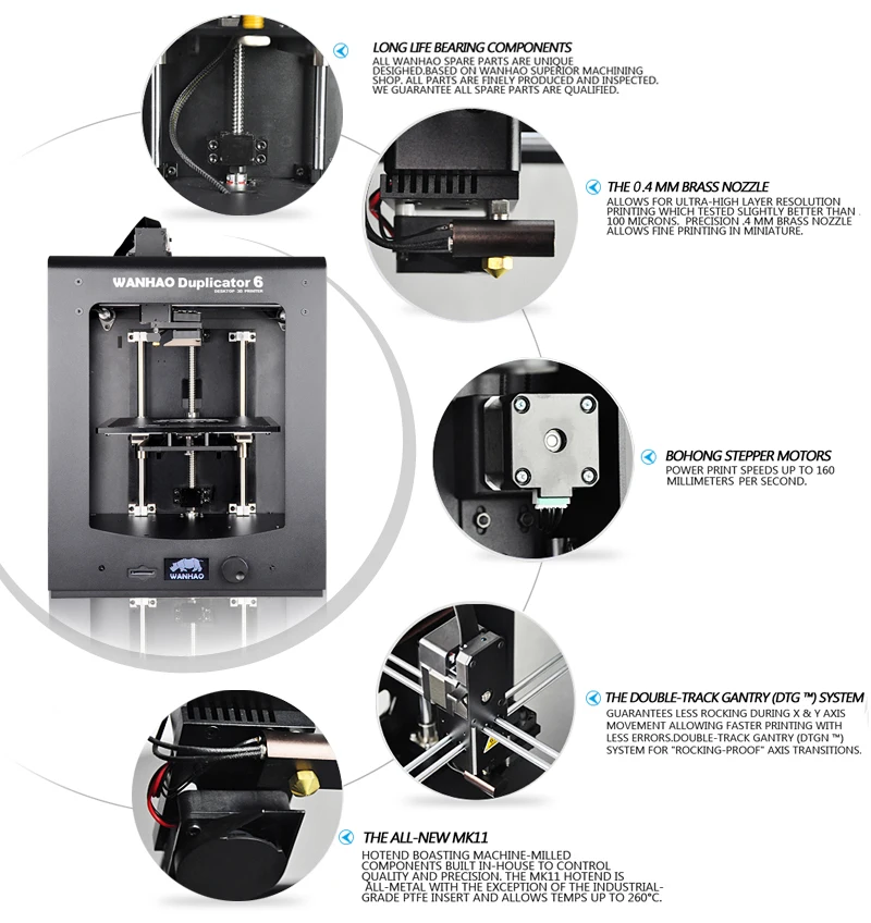 WANHAO завод 3D принтер D6 PLUS(Дубликатор 6) домашнего использования промышленный с высокой точностью высокая точность быстрая скорость печати