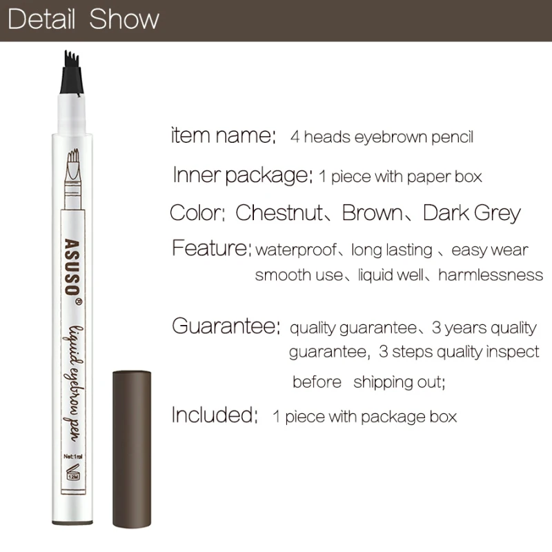2019 New Eyebrow Pencil Waterproof Fork Tip Eyebrow Tattoo Pen 4 Head Fine Sketch Liquid Eyebrow Enhancer Dye Tint Pen TSLM2 2019 New Eyebrow Pencil Waterproof Fork Tip Eyebrow Tattoo Pen 4 Head Fine Sketch Liquid Eyebrow Enhancer Dye Tint Pen TSLM2