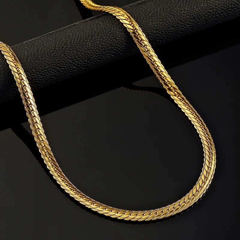 2017 new 75cm men and women trend fashion high quality gold necklace