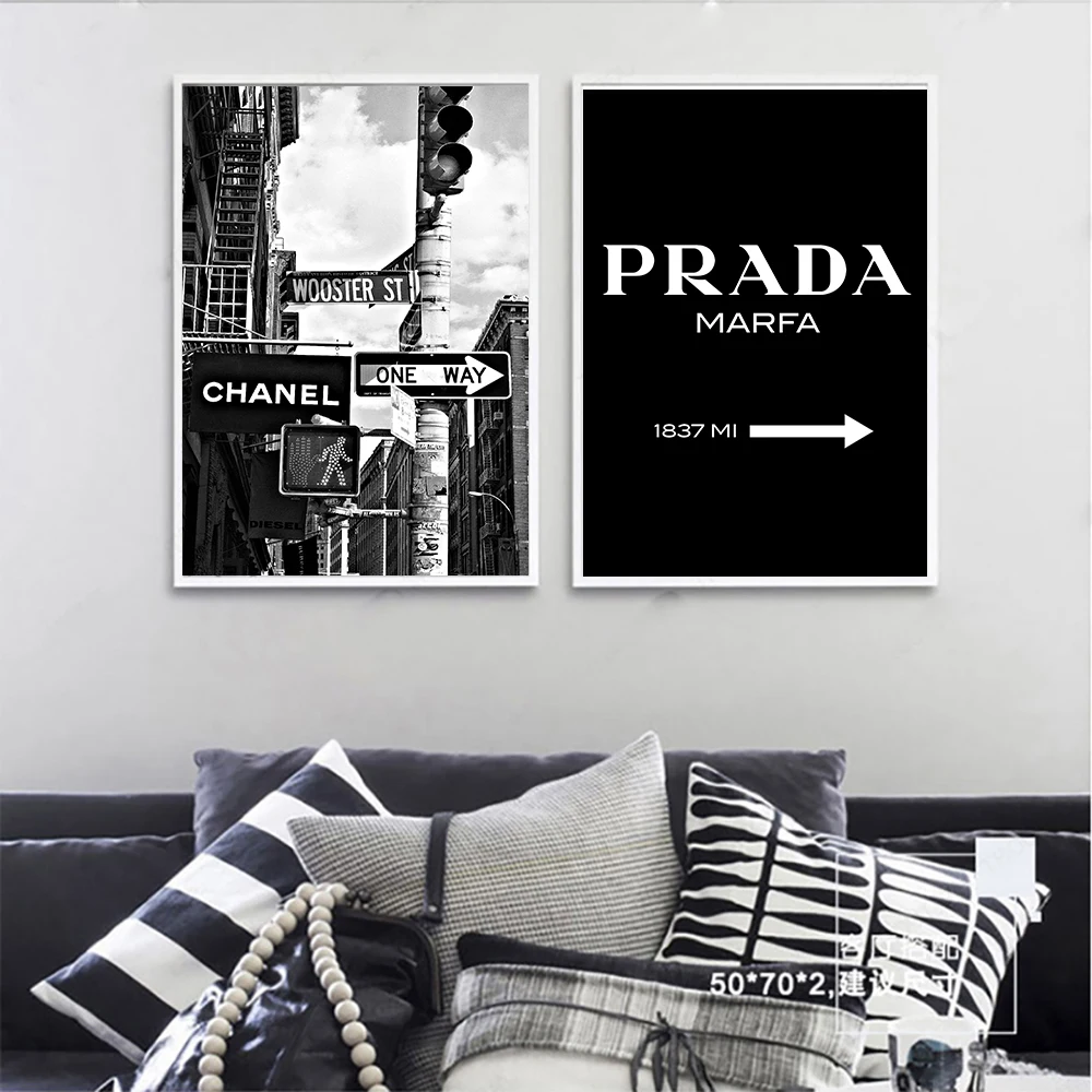 

Fashion Black and White Poster Road Canvas Painting Letter Posters and Prints Wall Art Picture For Living Room Decor For Home