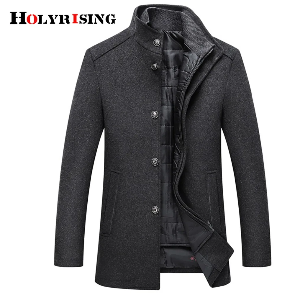 Holyrising шерстяное пальто для мужчин, толстые пальто, верхняя одежда, мужские однобортные пальто и куртки с регулируемым жилетом, 4 цвета, M-3XL