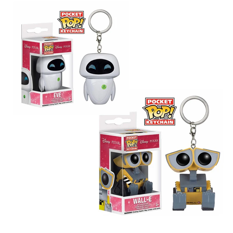 

FUNKO POP Pixar Movie Wall-E & EVE Robot Pocket Keychain PVC Action Figure Collection Model Toys for Children birthday Gift
