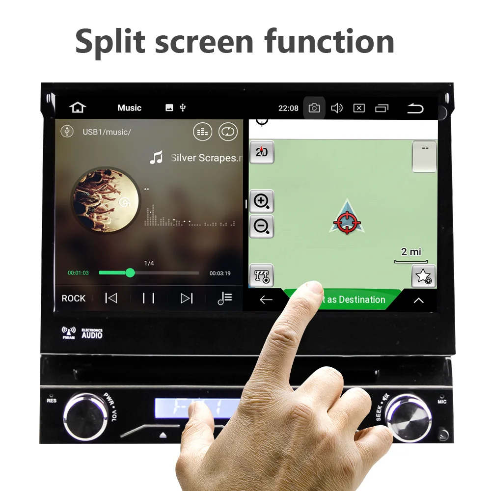 Excellent Eunavi 1 Din Android 9.0 Quad Core Car DVD Player For Universal GPS Navigation Stereo Radio WIFI MP3 Audio USB SWC PX3 2