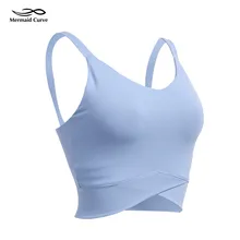 Сексуальный укороченный топ в виде русалки, женская спортивная майка с крестиком, Спортивная жилетка для бега, сексуальная майка с подкладкой для йоги