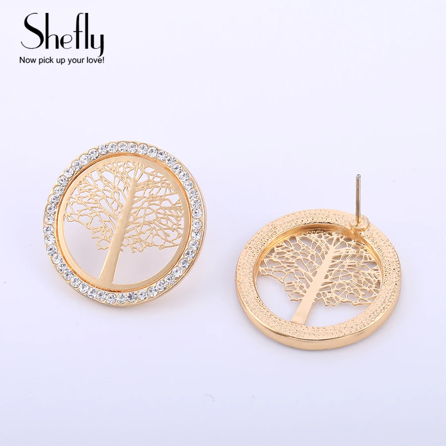 

Fashion Tree of Life Earrings for Women Round Hollow Crystal Earring Jewelry Gift boucle d'oreille pendientes mujer moda 2018