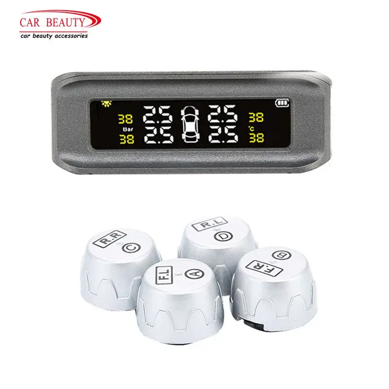 

Intelligent Car TPMS Alarm Tire Pressure Sensor Monitoring System Solar Power Wireless LCD Monitor Sensors For Cars Automobile