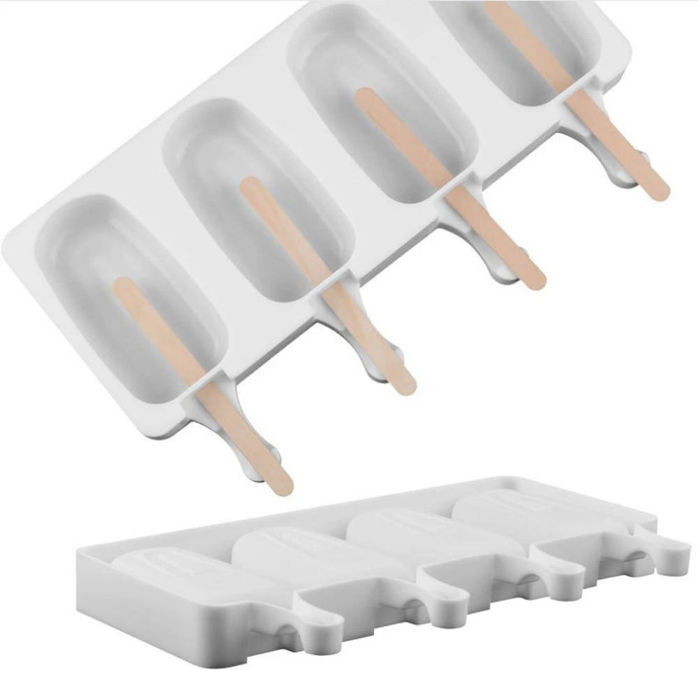 4 Cavities DIY Silicone Freezer Ice Cream Mold Pop Lolly Tray Ice Cube maker Tool candy bar Making Juice Popsicle Molds Stickers 4 Cavities DIY Silicone Freezer Ice Cream Mold Pop Lolly Tray Ice Cube maker Tool candy bar Making Juice Popsicle Molds Stickers