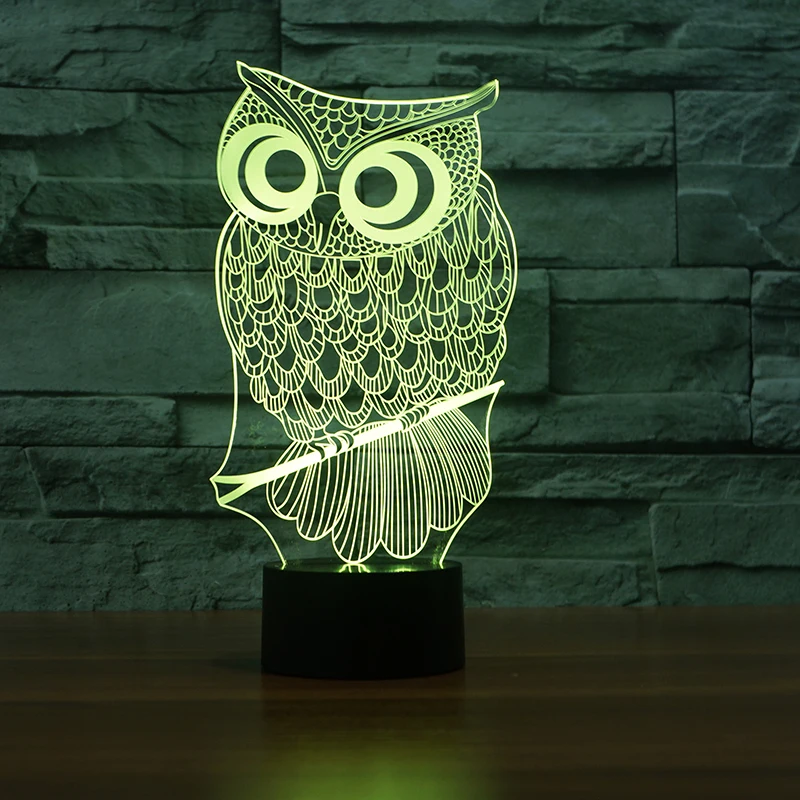 Owl Lamp 3D Night Lights Owl Decor Illusion Lamps, Night Lamps LED