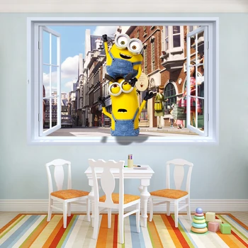 

Despicable Me Minions Cartoon Windows 3D Kids Wall Sticker Decal Decor B552 Free Shipping
