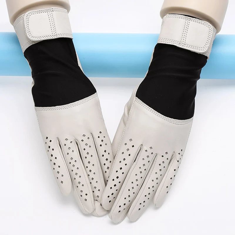 NEW 2019 Genuine Leather Women Gloves Female Spring Autumn Thin Style Breathable Sheepskin Gloves Fashion Patchwork 1008