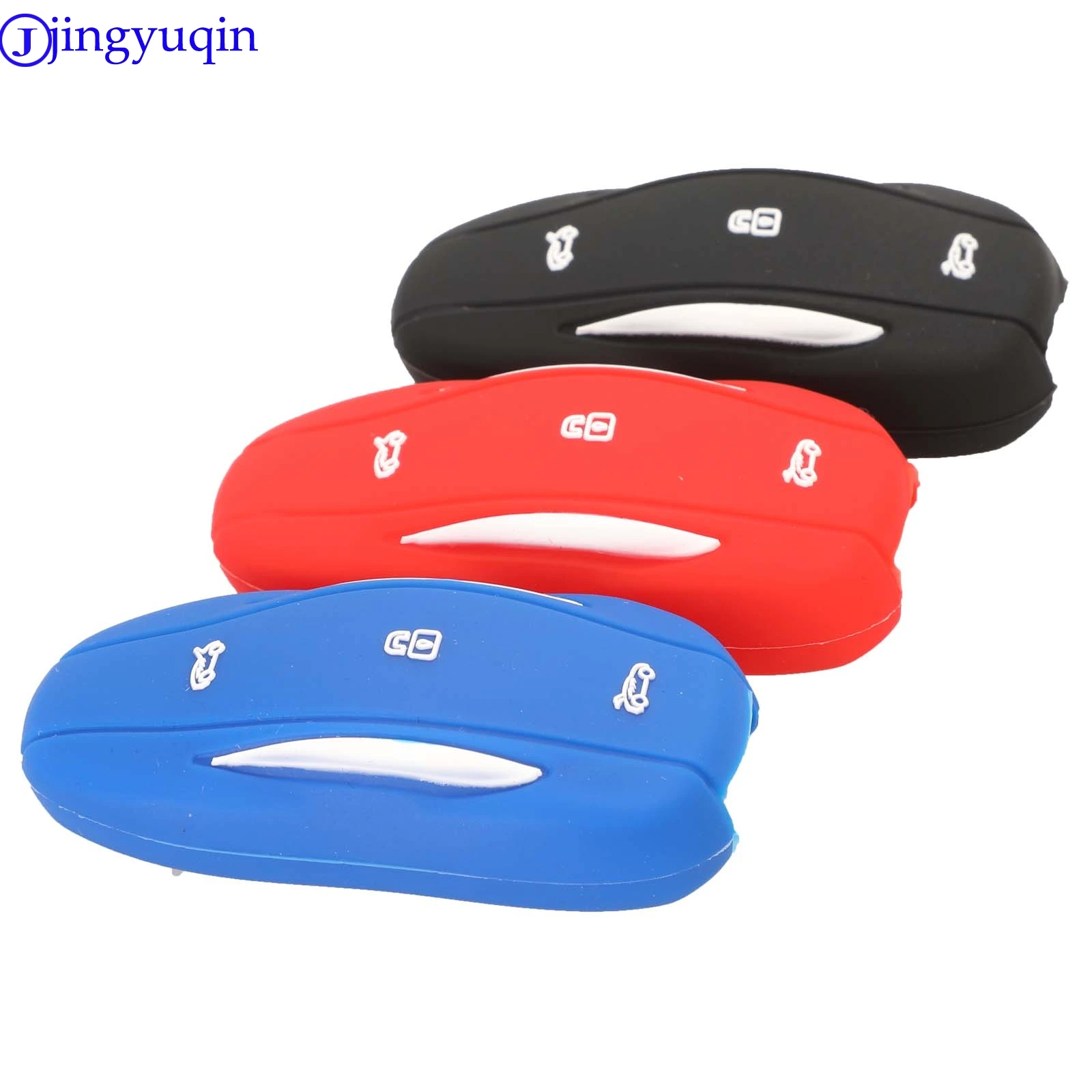 

jingyuqin Remote Key Silicone Cover Case Fob For Tesla Model X&S Holder Smart 3B