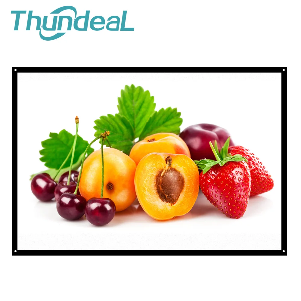 Цена ThundeaL 60 дюймов 169 Портативный проектор экран для путешествий вечерние домашний кинотеатр поддержка светодиодный пластиковый Настенный про...