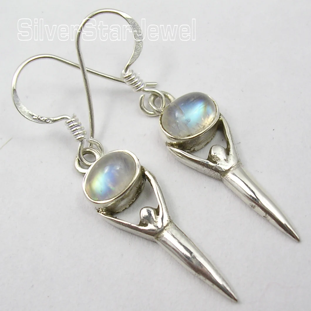 Chanti International радужные серьги богини лунного камня 3 9 см Новинка|rainbow moonstone earrings|silver