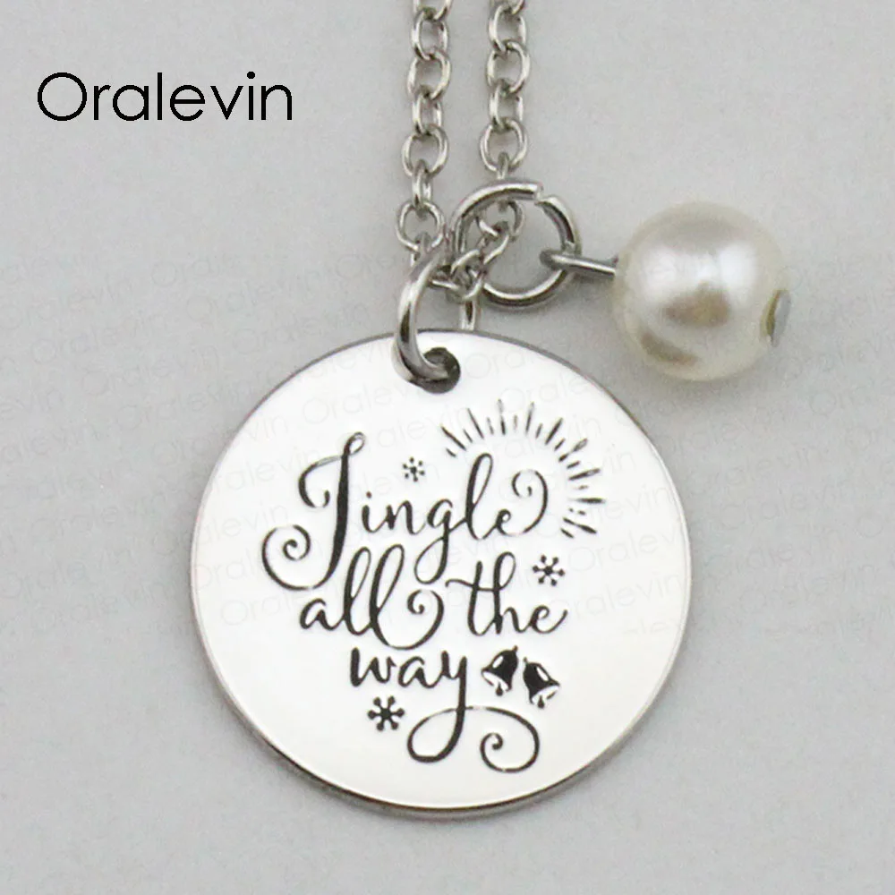 JINGLE ALL THE WAY Inspirational Hand Stamped Engraved Charm Custom