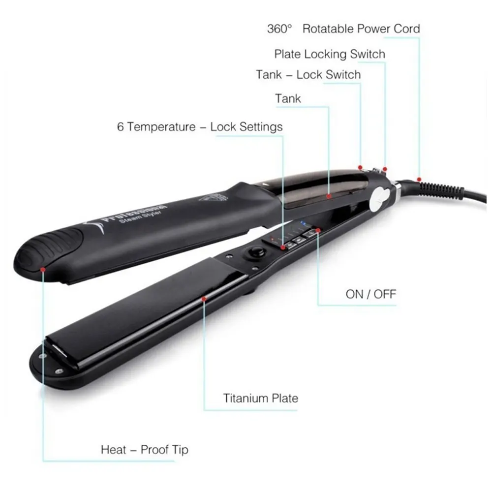 Профессиональный паровой утюг завивка, укладка инструменты Керамика влажной/сухой паровой нагреватель салонный выпрямитель для волос styler