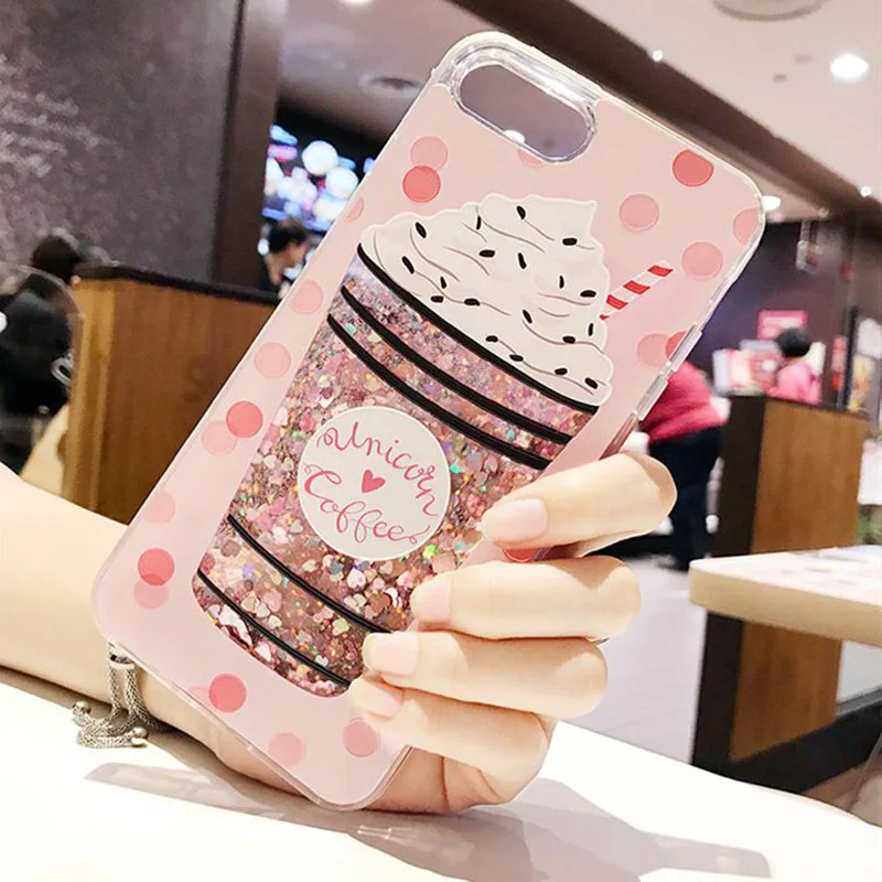 Чехол Kerzzil Bling для iPhone 6 6S 7 8 Plus динамический Жидкий блеск ледяной крем и кола
