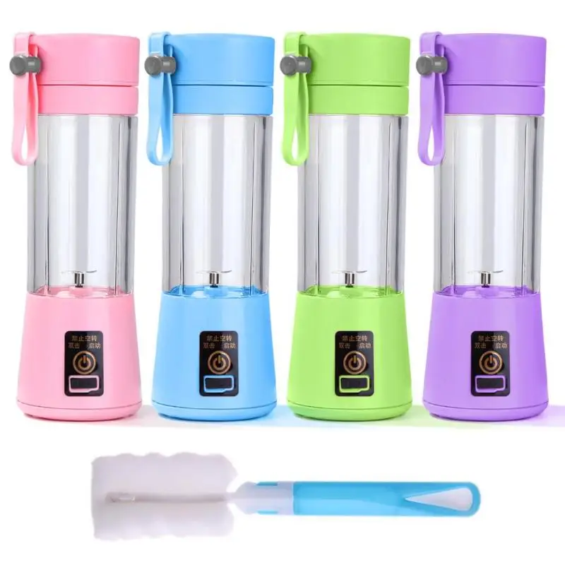 

380ml Mini Juicer 2/4/6 Blades USB Rechargeable Blender Mixer Juice Machine Vegetable Juice Smoothie Maker with Brush Portable