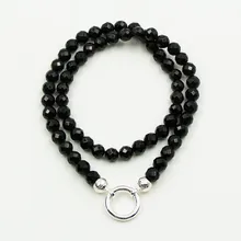 Thomas Estilo Negro Perlas de Cristal Gargantillas Collares, Estilo Europeo de Plata Chapado Portador Del Encanto, Regalo de Navidad Al Por Mayor 10 MM