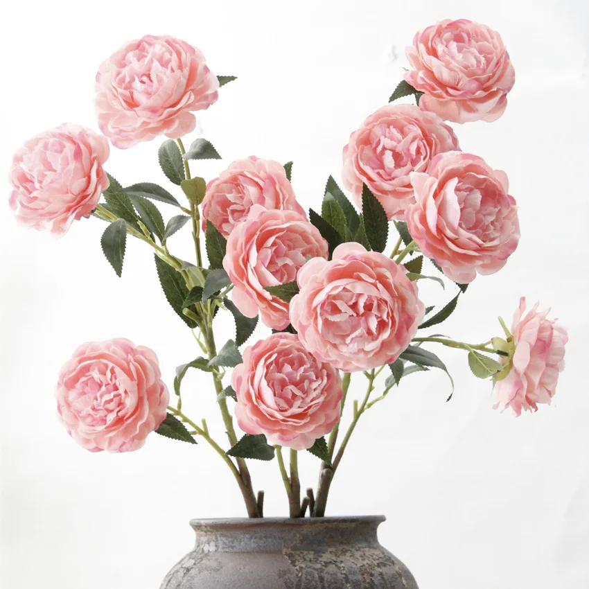 artificial flower peony silk rose wedding home decoration white pink red   (27)