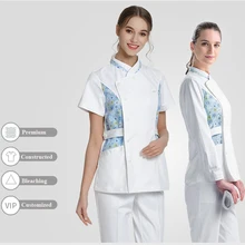 Ромашки белые медицинские халаты Топ кормящих Костюмы для Для женщин Y-образным вырезом Flex размера плюс спецодежды Больница одежды топ медсестры на каждый день, топы
