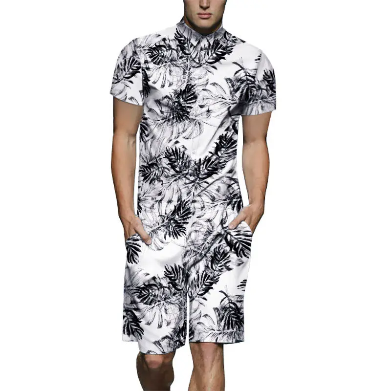 

Summer Mens Fashion Design Romper 3D Print Funny Pattern Playsuit Male Short Sleeve Beach Sets Casual Jumpsuit Overalls US Size