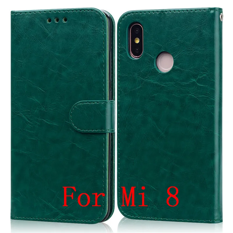 Кожаный чехол для Funda Xiao mi 8 Lite, чехол для Coque Xiaomi mi 8/Xiaomi mi 8 Lite, чехол-Кошелек, Чехол-книжка - Цвет: Dark Green