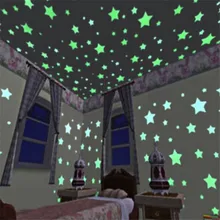 100 шт./пакет 3 см Светящиеся в темноте игрушки светящиеся наклейки-звездочки Спальня диван флуоресцентный игрушка раскраска ПВХ настенные наклейки для детской комнаты