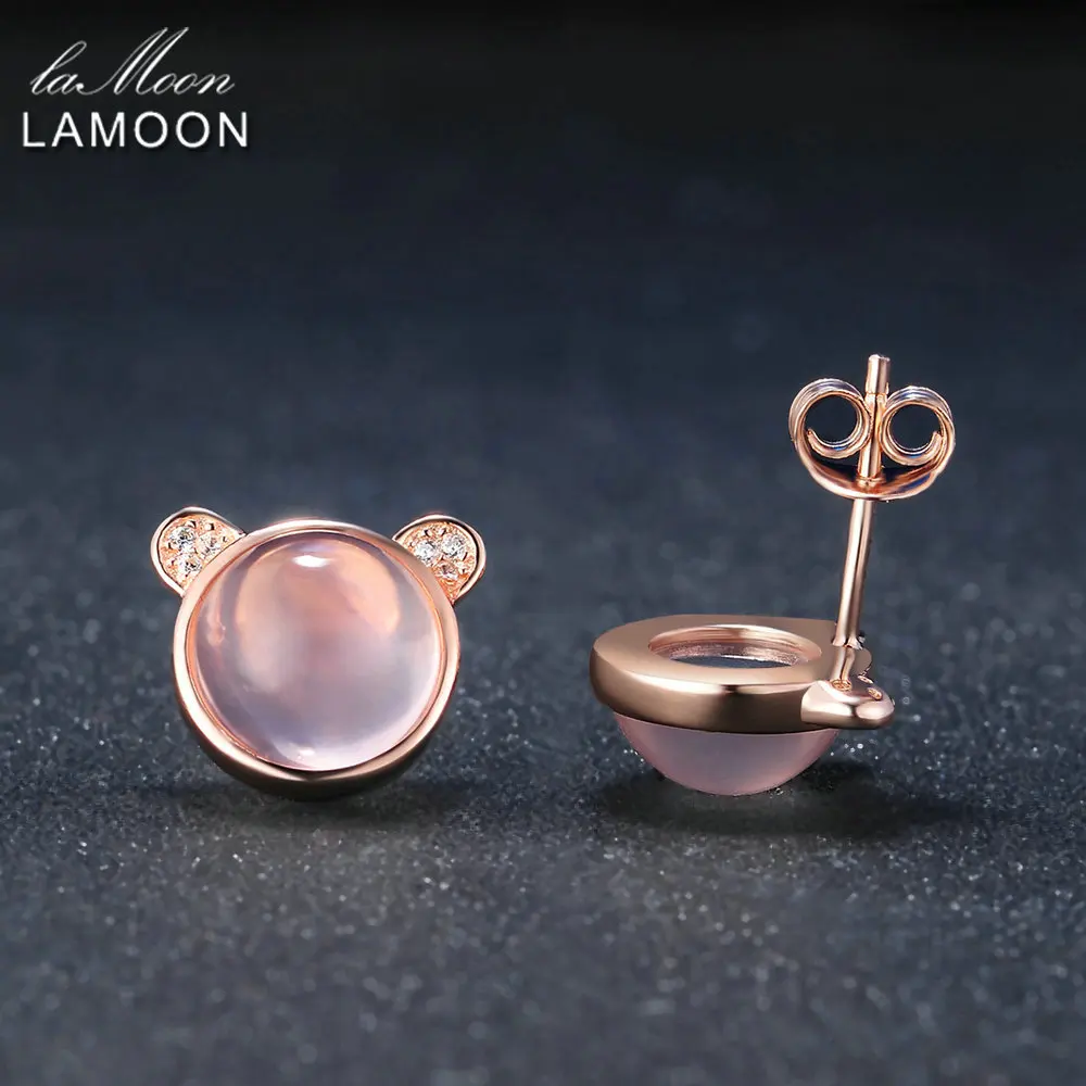 Ламон ловель медведь 4.8ct 100% натуральный драгоценный камень розовый кварц 925 пробы