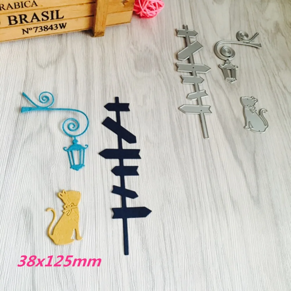 

38x125mm Road Sign Street Light Making Scrapbook Greeting Card Lace Metal Cutting Dies Stencil Frame Embossing Template DIY