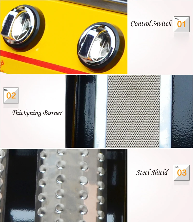 GZZT BBQ Grill LPG Gas 2/4 Burners Yellow Glass Shield Adjustable Barbecue Portatif Barbecue Grill for Outdoor Preferential