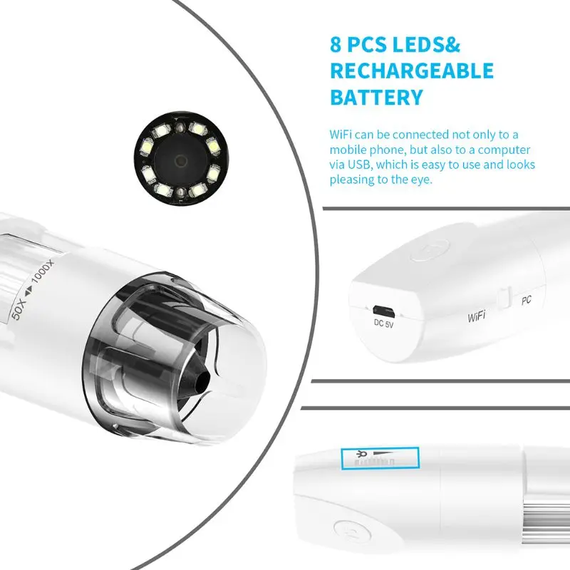  Microscopio Digital inalámbrico con WiFi USB soporte Flexible de observación de brazo