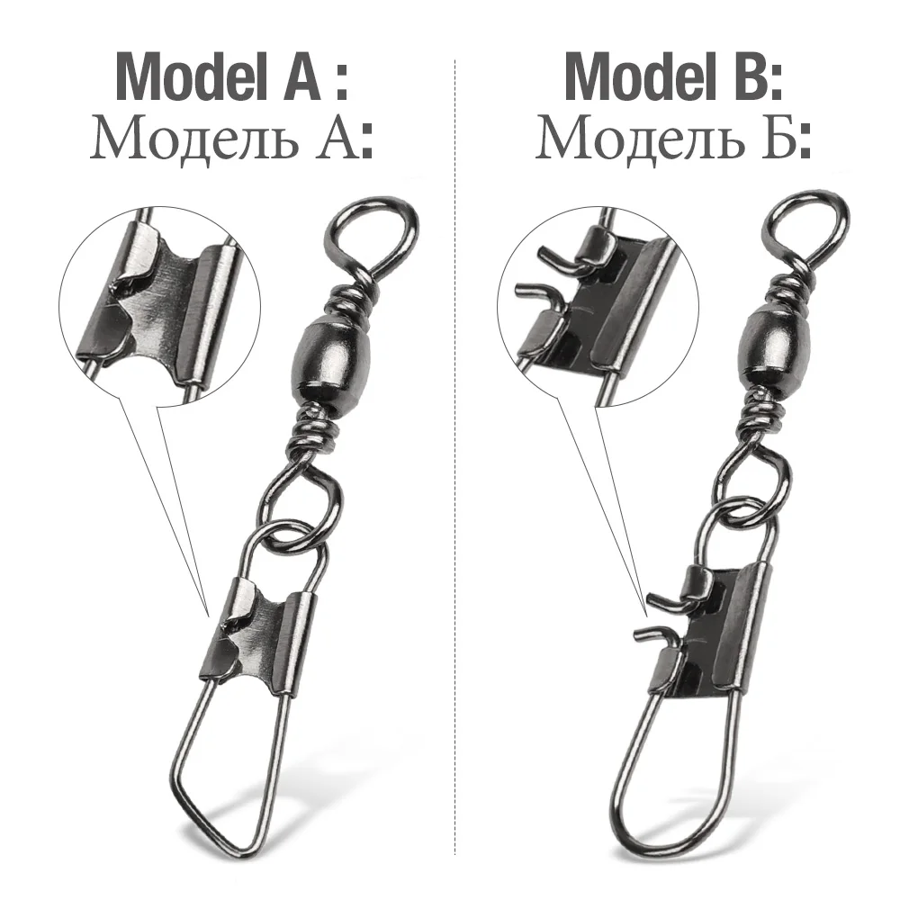 DONQL 10/20/50pcs Rolling Swivel Fishing Connector Pin Bearing Interlock Snap 1#-14# Fishhooks Lures Carp Fishing Accessories DONQL 10/20/50pcs Rolling Swivel Fishing Connector Pin Bearing Interlock Snap 1#-14# Fishhooks Lures Carp Fishing Accessories