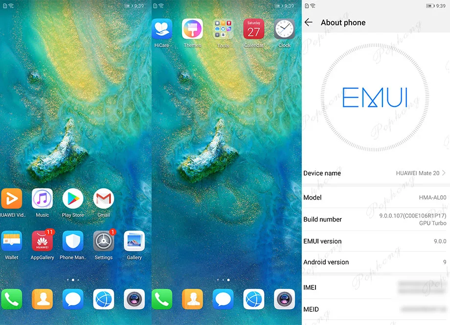 HUAWEI Коврики 20 смартфон 6,53 дюймов полный Экран 2244X1080 Kirin 980 8-ядерный Android 9 4000 мАч 4 * Камера супер Зарядное устройство 4,5 В/5A