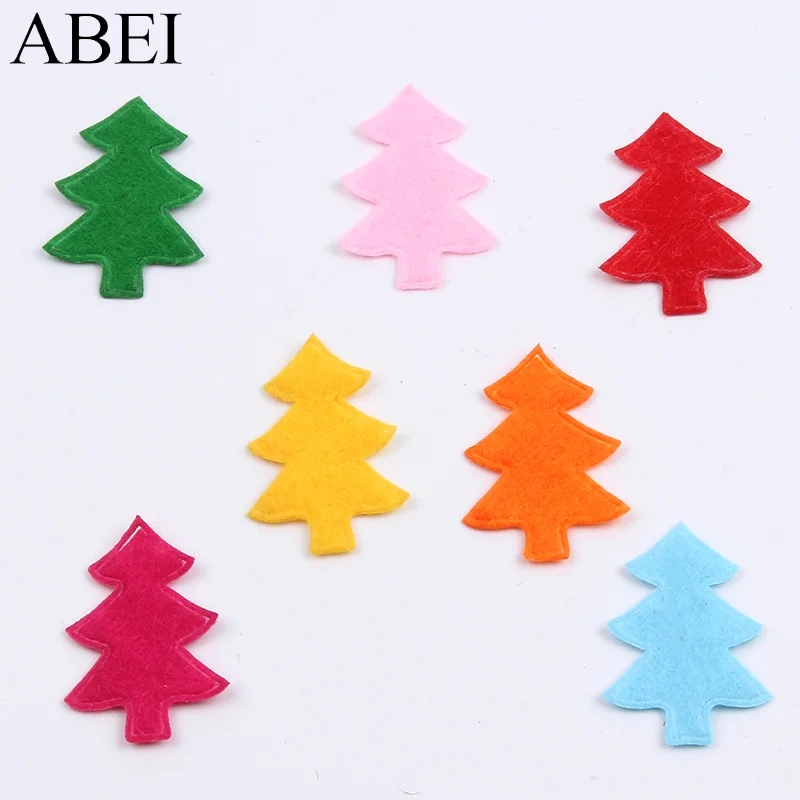 

200pcs/lot Christmas Tree Patch Felt Fabric Accessory DIY Handmade Felt Pads Scrapbooking Cards Decoration Ornaments