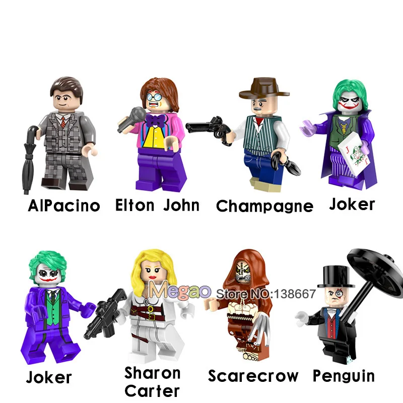 

PG8144 Building Block Al Pacino Elton John Super Hero Sharon Carter DC Joker Scarecrow Penguin Models Brick Kit Toys