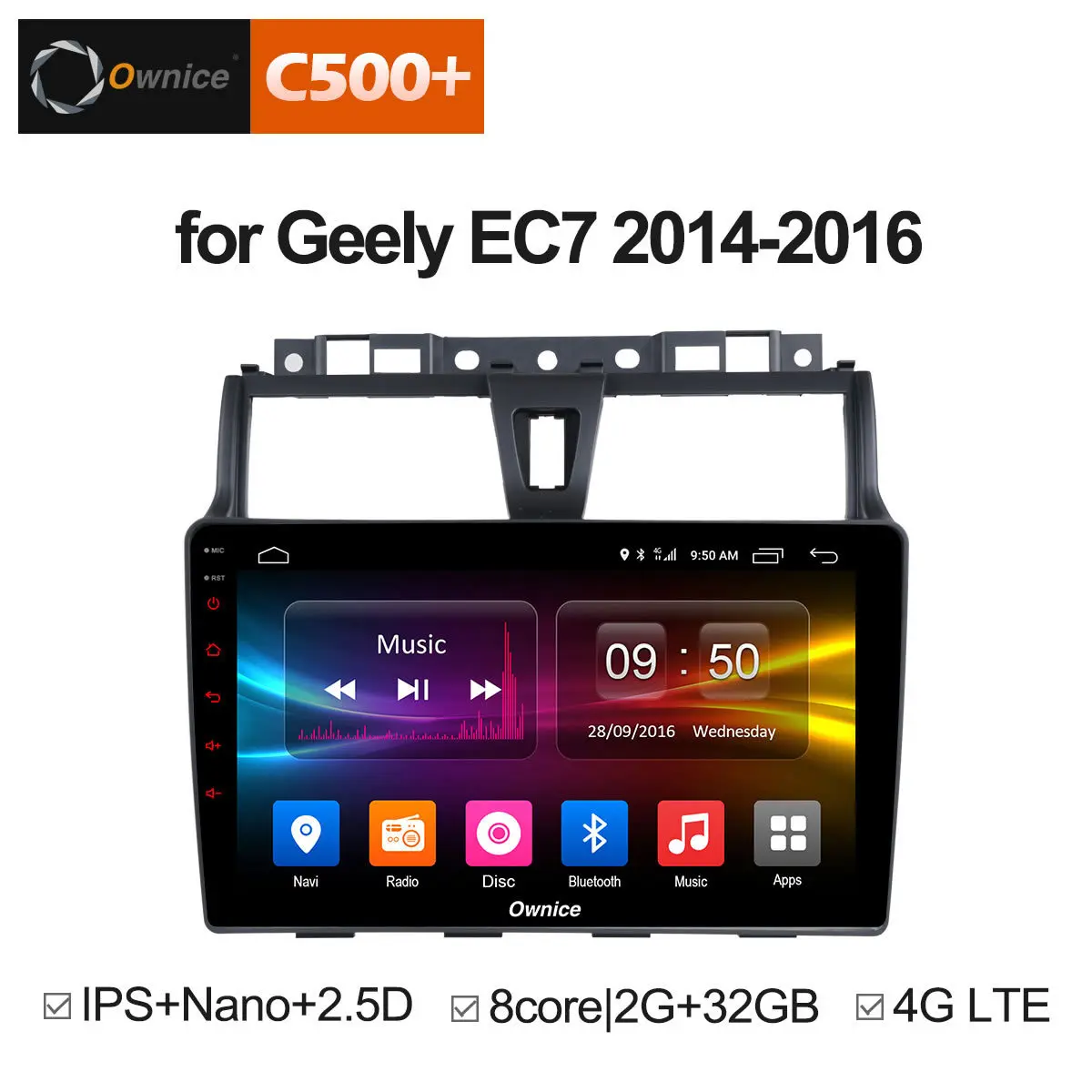 Ownice C500 + G10 Android 8,1 Octa Core 2G RAM автомобильный Радио Аудио dvd-плеер для Geely EC7 2014 2015 2016 навигации gps 4G LTE DVR