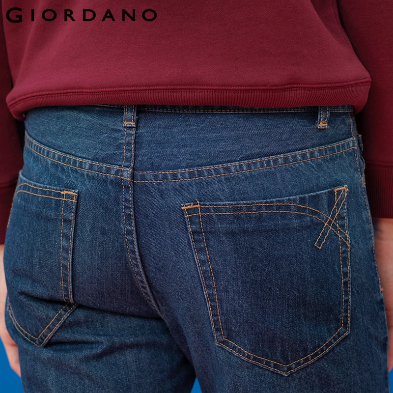 Giordano Men Classic Whiskering Jeans Fashion Casual Jeans Pants Straight Denim Jeans Masculina Male Denim Trousers Cotton
