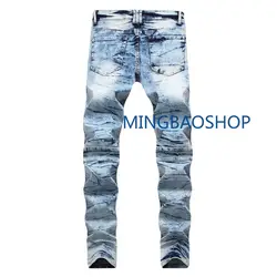 2019 дизайнерские Для мужчин джинсы высокого качества складной локомотивов Для Мужчин's Штаны рукава прямые, Для Мужчин's Джинсовые брюки