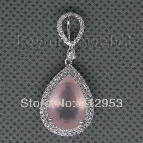 

Lovely Morganite PendantVintage Pear 10x14mm 18Kt White Gold for Girl gift ER002