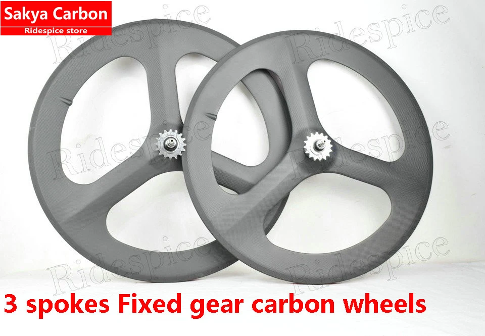 Buy 3 spokes Fixed gear wheels carbon wheels Clincher