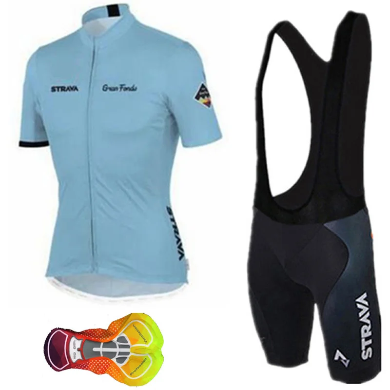 

Men's Cycling Clothing 2019 Strava Set Short Sleeve Cycling Wear Breathable Bicycle Riding Clothes Jersey 16D GEL