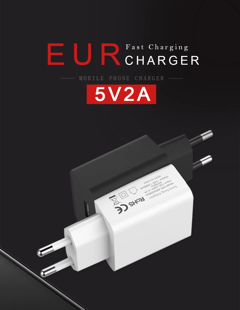 Universal USB Charger 1 Ports 5V2A Travel USB Wall Power Adapter EU Charger Charging For iPhone7 Xiaomi Samsung HTC Micro usb (1)