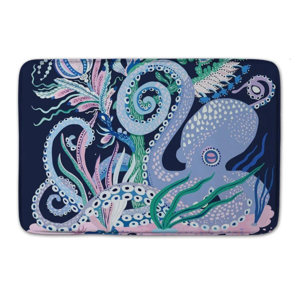 Vivid Sea World Image Waterproof Bath Mat Set Wrinkle Resistant