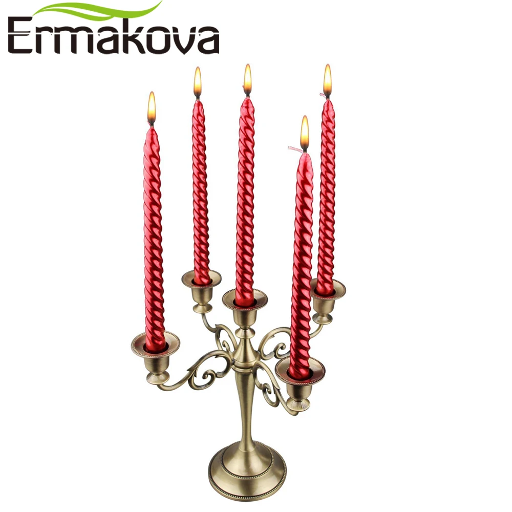 ERMAKOVA 5 Candle Metal Candelabra Retro Candlestick Candle Holder 5