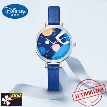

Disney's official GenuineCinderella dazzles women leather srtap Luxury Casual Clock Ladies WristWatch Relogio Feminino Gift 2019