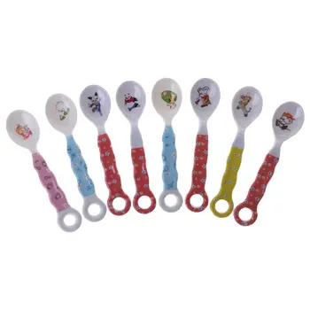 

Random Color Baby Spoon Food Grade Durable Dishes Newborn Feeding Food Cutlery Spoons Infant Safe Non Slip Supplies